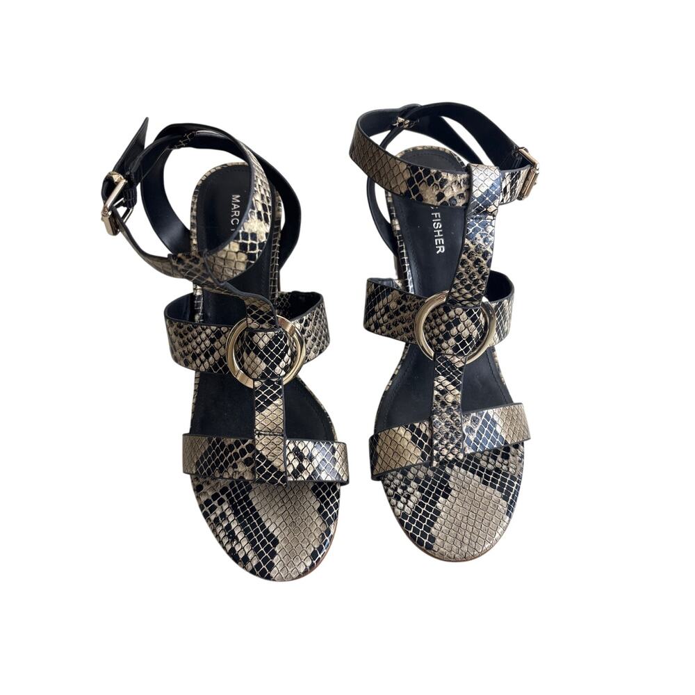 Marc Fisher Snakeskin Print Block Heel Sandals | Size 9 - Picture 5 of 10